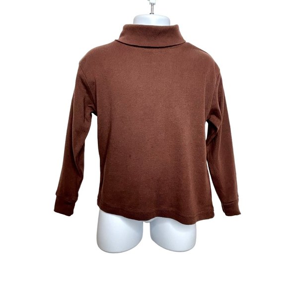 Dino Dee Toddler Turtleneck 5 Years Unisex Long Sleeves Solid Brown 100% Cotton - Picture 1 of 7